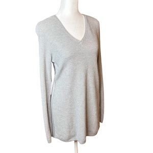 J.Jill Women’s Tunic Sweater Size XS Cotton Wool Silk Blend V-Neck Gray